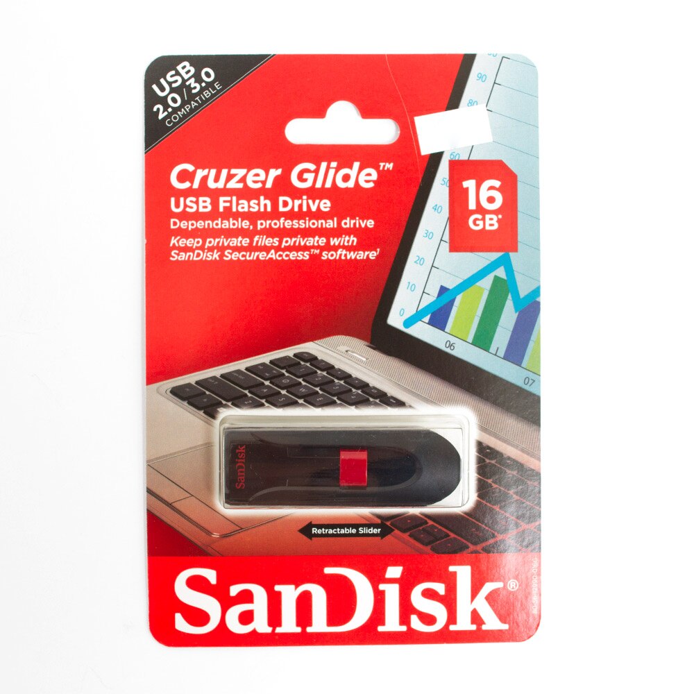 SanDisk, Cruzer, Glide, USB Drive, 16 GB